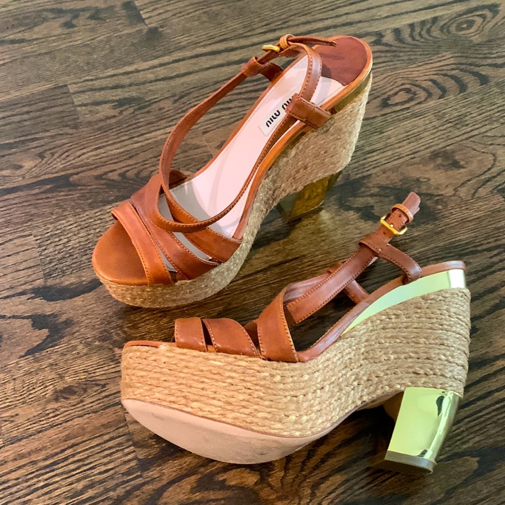 Miu Miu platform espadrille heel sandals